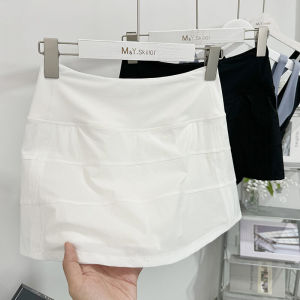 Yoga Fitness Short Skirt A-Line High Waist Nylon Spandex Polyester Geometric Splicing Anti-Light Slimming Tennis Skirt