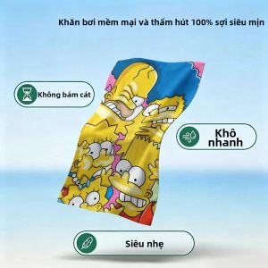 Beast Kingdom | Khăn Tắm Biển Khô Nhanh Hình Nhân Vật Hoạt Hình Simpsons Khăn Bơi Siêu Nhẹ Siêu Thấm Hút Khăn Bơi Khô Nhanh Món Đồ Cần Có