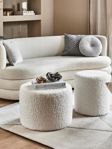 Scandinavian Clothing Store Best Selling Lamb round Sofa Low Stool Teddy Plush For Home Yuji Foreign Living Room Pedal Xiaohongshu