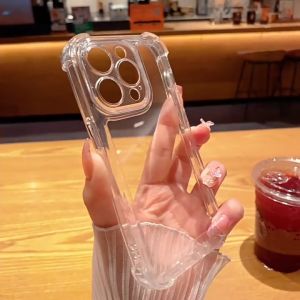 CrashStar Airbag Anti-fall Thick Side Transparent Soft TPU Shockproof Phone Case For iPhone 16 15 14 Pro Max Plus 13 12 11 Pro Max X XR XS Max 8 Plus + 7 Plus Simple Clear Silicone Phone Cover Casing Shell