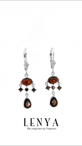 LENYA ต่างหูพลอยโกเมน เสริมด้านใจแกร่ง สำเร็จ มั่นคง ขนาด 7x5 มิล ตัวเรือนเงินแท้925 ชุบทองคำขาว