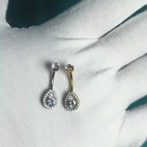 1PC G23 Titanium Claw Zircon Belly Button Clear Round Cz Navel Piercing Internal Thread Curved Barbell Body Piercing Jewelry 14G