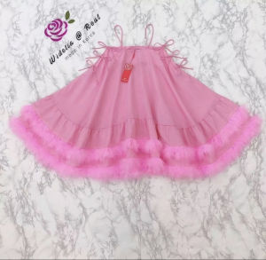 P010-087 PIMNADACLOSET - Pink Feather Mini Dress