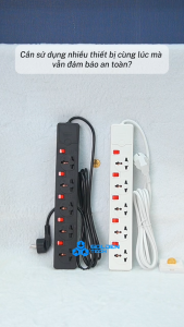 (MPE) Ổ cắm di động 5 ổ cắm đơn đa năng Nhựa PP chống cháy Mỗi ổ cắm có 1 công tắc riêng AM5S AM5SB