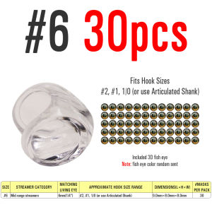 30PCS Fly Tying Fish Skull Fish Masks with 3D Eyes for Making Streamer Pike Bass Trout Lures Saltwater Fly Tying Material