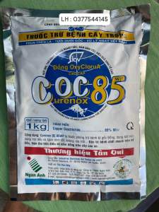 Thuốc trừ bệnh -  Curenoc Coc 85wp ( gói 1kg ) đặc trị bệnh chết nhanh trên hồ tiêu  thán thư trên điều và nấm hồng trên cây cao su