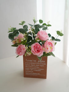 Realistic Artificial Peony Flowers Home Decor Bedroom Table Centerpiece Green Plants Silk Flower Arrangement Modern Simple Style