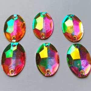 Payet Diamond Jahit Kristal Resin Pelangi Oval Uk 13 X 18 Per Lusin Murah