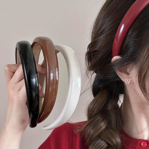 Red Leather Hairband Womens New 2024 Stylish Outgoing Face Washing Special Purpose Hair Clip Fashionable Headwear Accessory