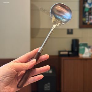 Long Handle Walnut Wood Soup Spoon Cooking Utensil for Hot Pot Rice Porridge Stirring Kitchen Tool Vintage Restaurant