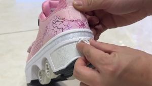 Hot-Selling Luminous Rechargeable Skates 4 Wheel Retractable Walking Skate Shoes Boys and Girls Children Heelys