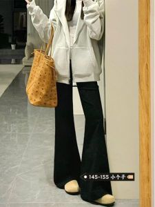 Loose American Black Micro Flared Jeans Womens Small Size Low Waist Slimming High Risen Wide Leg Horse Hoof Pants