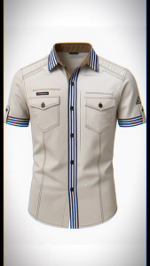 Áo sơ mi áo sơ mi nam cộc tay phối viền phong cách hàn quốc trẻ trung cá tính - H135
