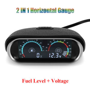 RYSJM | 2In 1 Universal Car Horizontal Fuel Gauge & Water Temperature & Voltage 12v Voltmeter Oil Press Digital LCD RPM Tachometer 9~36v