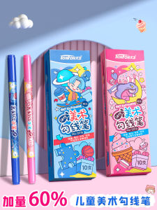 ปากกาเส้นเดี่ยวแบบมีด้ามจับสองหัวสำหรับเด็ก ปากกาหมึกน้ำมันสีดำความจุขนาดใหญ่ แห้งเร็ว ปากกาวาดการ์ตูน ปากกาเส้นขอบ ปากกาหมึก SENMU