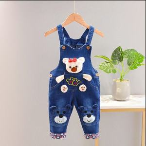 Quần Yếm Trẻ Em Mẫu Mới Xuân Thu Quần Bò Áo Trẻ Em Bé Trai Gái Áo Khoác Yếm Trẻ Sơ Sinh Quần Dài