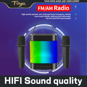 TOYA TWS Portable Luminous Bluetooth Speaker with Microphone Outdoor Camping & Karaoke FM Radio Perfect for Family Gatherings
