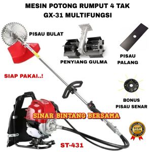 MESIN POTONG RUMPUT 4 TAK GX-31 + PENYIANG GULMA KEBUN 4 MATA PISAU