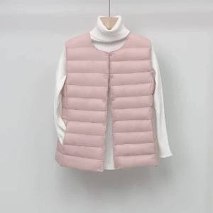 Lightweight Down Jacket Womens Liner Vest 2024 Fall and Winter New round Neck Inner Wear Collarless Lightweight Heattech Vest Thin