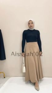 Rok Payung Panjang umbrella Skirt Flare Maxi Wanita Basic Polos Bahan Scuba