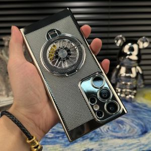 Samsung S25Ultra S23Plus Wireless Charging Compatible Gyro Rotating Stand Magnetic Absorption Grid Design Mobile Phone Case