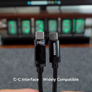 Essager 240W Type C To C สาย PD 5A ชาร์จเร็วจอแสดงผลดิจิตอล Type C สายเคเบิลสำหรับ Xiaomi เรดหมี่หัวเว่ย IP 15 Samsung