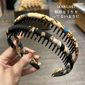 Anti-Slip Tooth Pressed Fabric Hairband Womens Face Wash Retro French Style Forest System Hairband Versatile Hair Clip Headwear