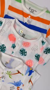 Romper Bayi Motif Full Print / Romper Bayi Motif Kancing Tengah / Baju Bayi Perempuan
