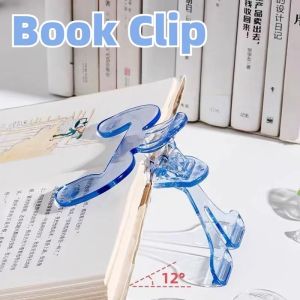 1pc Transparent Plastic Book Clip with Stand Reading Aid Fixed Book Clip File Bookmark Stationery School Supplies