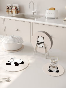 High-End Cartoon Panda Heat-Resistant Mat Leather Tea Cup Coaster Dish Plate Pad for Dining Table Kitchen Home Decor