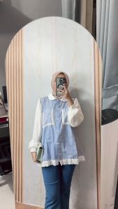 Atasan Susi Salur Denim Combi Brukat: Pilihan Fashionable untuk Wanita