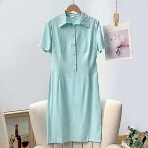 ชุดเดรสสั้นทรงเข้ารูปสำหรับผู้หญิงในช่วงฤดูร้อน แขนสั้น ความรู้สึกระบายอากาศเย็นสบาย ชุดเดรส OL สไตล์เรียบง่าย ทรงเข้ารูป สำหรับผู้หญิง