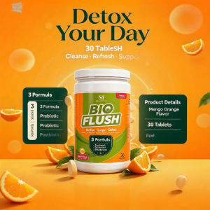 MACIFA Bio Flush 3-in-1 Probiotic Detox Chewable Tablets | Mango Orange Gut Cleanse Supplement