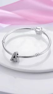 Zircon Chữ Cái Tiếng Anh Khảm Hạt Charm 3mm Phù Hợp Với Vòng Tay Vòng Cổ Nữ Mặt Dây Chuyền Cao Cấp DIY Trang Sức Làm Mỹ Quà Tặng