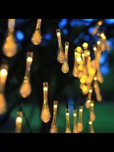 Solar String Lights Droplet Teardrop Fairy Lights 5/7/12M 20/50/100LED Warm white Purple Multicolor Garden Christmas Decor