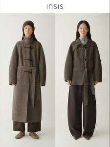 INSIS FEMME | Wool Blend Double-sided Scholarly Horn Button Trench Coat