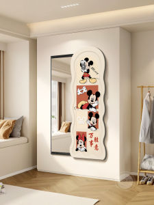 Hidden Style Full Body Mirror Cartoon Mickey Pull out Dressing Mirror Decorative Painting Wall Art Oil Canvas Modern Home Decor