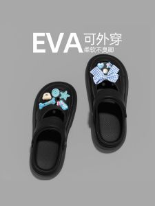 Butterfly Knot Hole Hole Summer Slippers Womens Outdoor Thick Bottom Heightening Anti-slip New 2025 Beach Thong Mary Jane Sandals