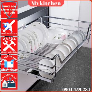 Giá bát đĩa inox 304 nan dẹt Mykitchen tủ bếp dưới sắp xếp đồ nhà bếp