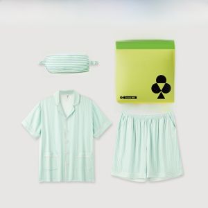 YOUKESHU | Cool Sensation Sleepwear Short Sleeve Home Clothes For Men Summer 2025 New Style Youth Thin Material Pants Can Be Worn Outside