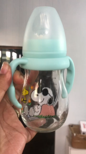 เซตขวดนม พร้อมหูจับและหลอดหัดดื่มกันสำลัก ขวดหัดดื่มลายการ์ตูน มีหลอดตุ้มถ่วง นั่งดูดนอนดูดได้