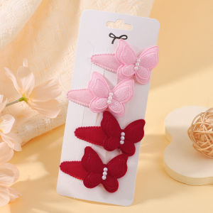 4Pcs/set Cute BB Hair Clips Set Baby Girls Headwear Handmade Crochet Butterfly Kids Hairpins Fashion Headwear