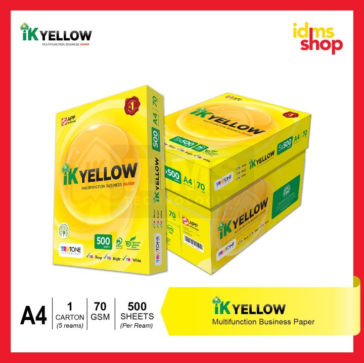 Ik Yellow A4 Paper 70gsm 1 Carton Box 5 Ream 500 Sheetsream Lazada 2204