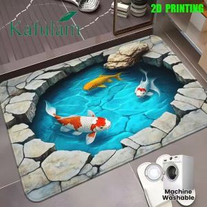 VIKAMA Mermaid Print Doormat 3D Fantasy Art Non-Slip Entrance Mat for Home Bathroom Bedroom Decor