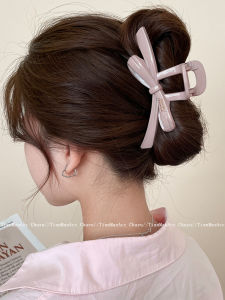 Korean Style Large Butterfly Knot Letter Hair Clip Pink 3D Hair Accessories for Back of Head Bun Shark Clamp Unique Hair Clip