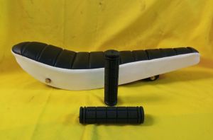 Sedel Bananaseat Lowrider Garis Handgrip Rubber Hitam Putih