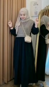 Gamis Wanita Terbaru 2024 Clara Dress Bahan Knit Dres Jumbo Wanita Simple Kekinian