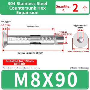 JINJUNTAI | Stainless Steel Expansion Bolts Hex Head Rounded Head