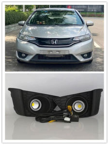 LED Fog Lights Assembly For Honda Jazz Fit  2014 2015 2016 2017 Front Bumper Fog lamp Replacement Angel Eye Daylight Accessories