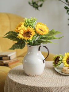 จิตรกรรมหัวใจสีขาว กระติกน้ำนมเซรามิก ตู้เสื้อผ้า รูปตุ๊กตาดอกไม้ ตกแต่งห้องนั่งเล่น วัสดุเหล็กกล้า ฝาปิดแบบมีหู อุปกรณ์ตกแต่งบ้านสไตล์ย้อนยุค